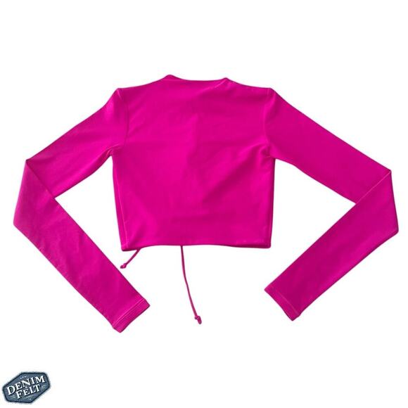 Skims Fits Everybody Cut Out Fuchsia/Barbie Pink Long Sleeve Crop Top/Shirt |NEW - Picture 7 of 11